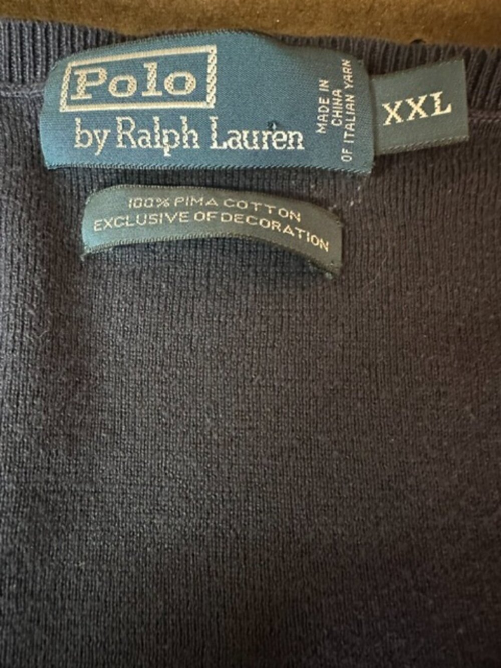 Polo Sweater Men's XXL Blue V-Neck 100% Pima Cotton Lightweight Ralph Lauren XXL - Picture 3 of 5